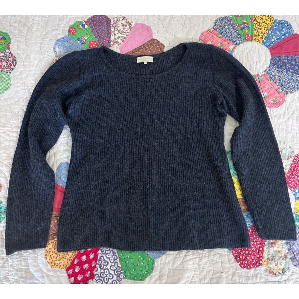 Alpaca society women's ribbed long sleeve scoop neck sweater Medium